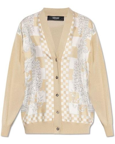 Versace Loose Fitting Button-up Cardigan - Natural