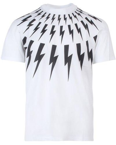 Neil Barrett Fairisle Thunderbolt T-shirt - White