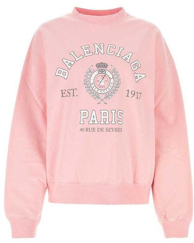 Balenciaga College 1917 Crewneck Sweatshirt - Pink