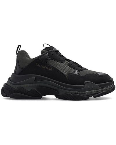 Balenciaga Triple S Paneled Chunky Sneakers - Black