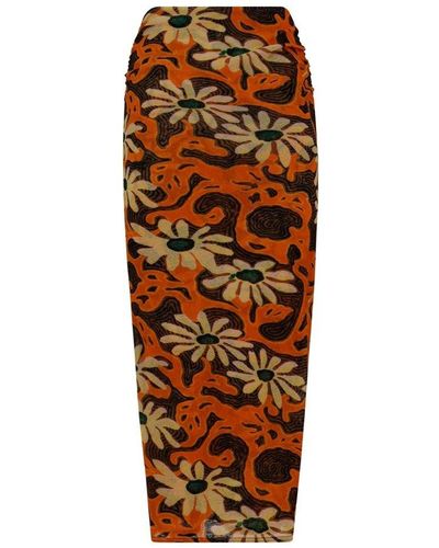 Nanushka Floral Knitted Pencil Skirt - Multicolour