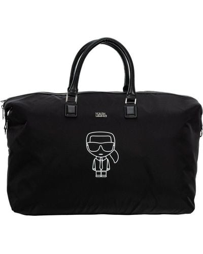 Karl Lagerfeld Logo Patch Zipped Duffle Bag - Black