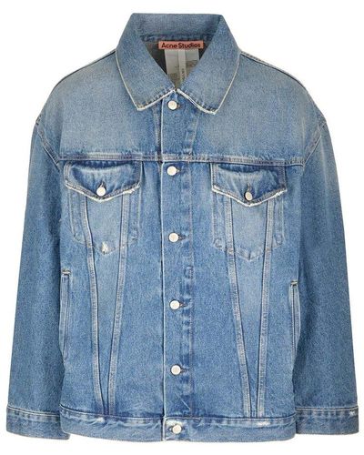 Acne Studios Long Sleeved Buttoned Denim Jacket - Blue