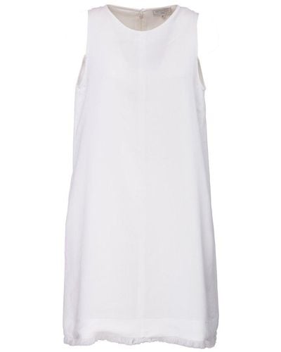 Antonelli Crewneck Frayed Hem Midi Dress - White