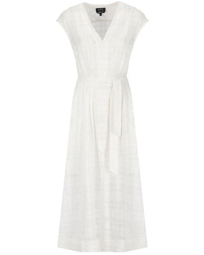 A.P.C. V-neck Sleeveless Dress - White
