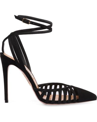 Aquazzura Ankle-strap Cut-out Detailed Court Shoes - Black