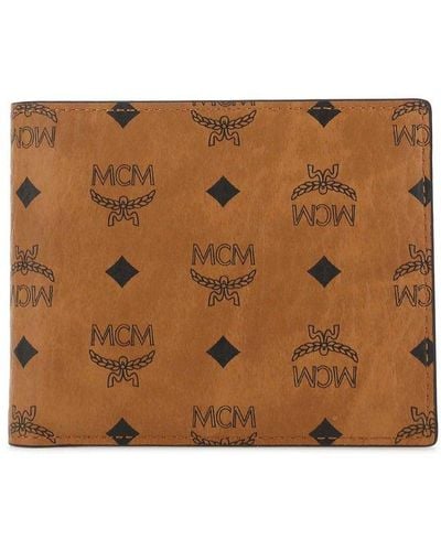 MCM All-over Logo Bi-fold Wallet - Brown