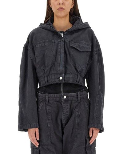 Moschino Jeans Cropped Hooded Jacket - Black
