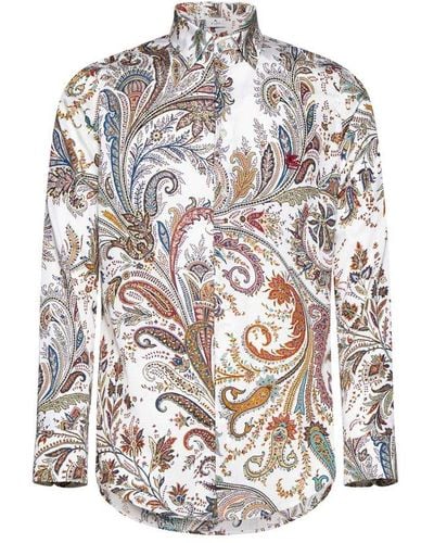 Etro Paisley Printed Long-sleeved Shirt - White