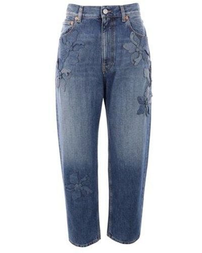 Valentino Stacked Flower Craft Jeans - Blue