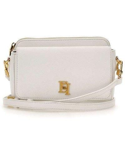 Elisabetta Franchi Logo Plaque Zipped Camera Bag - White
