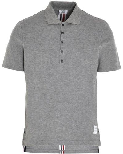 Thom Browne Rwb Stripe Polo Shirt - Gray