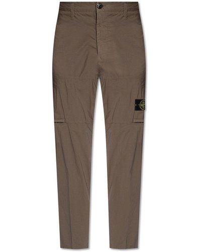 Stone Island Trousers With Logo, - Brown