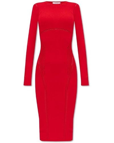 Max Mara Perforated Long-sleeve Dress - Red