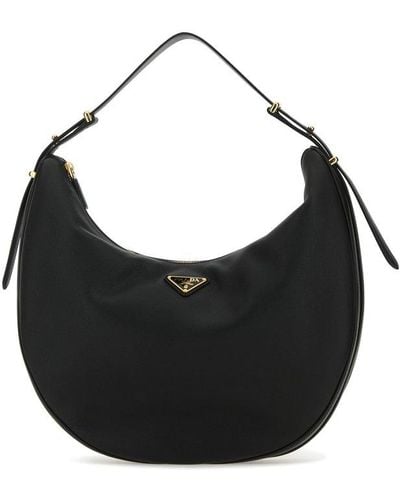 Prada Arqué Zipped Large Shoulder Bag - Black
