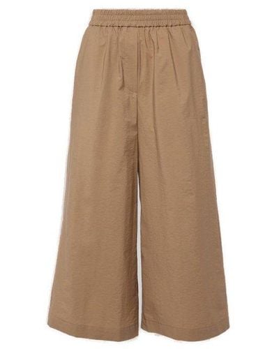 Loewe Wide-leg Cropped Trousers - Natural