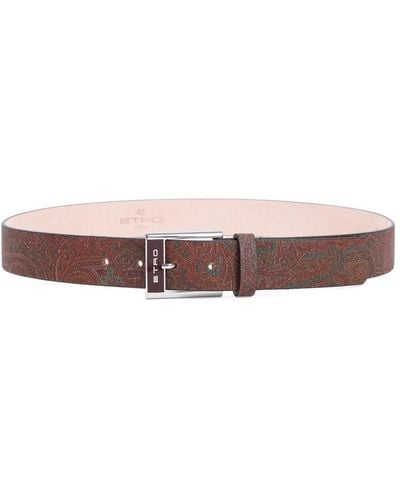 Etro Paisley Leather Belt - Brown