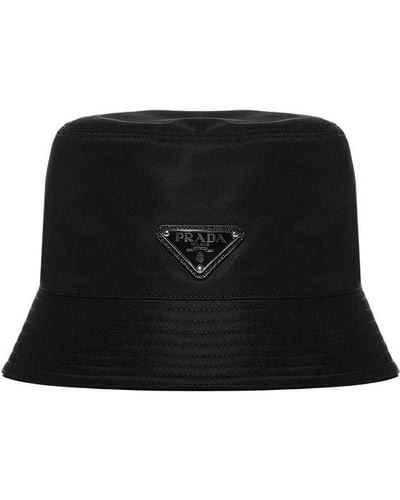 Prada Mens Black Logo Re-nylon Bucket Hat