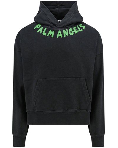 Palm Angels Logo-printed Drop Shoulder Hoodie - Black