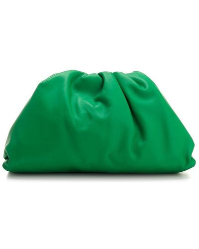 Bottega Veneta The Pouch Ruched Clutch Bag - Green