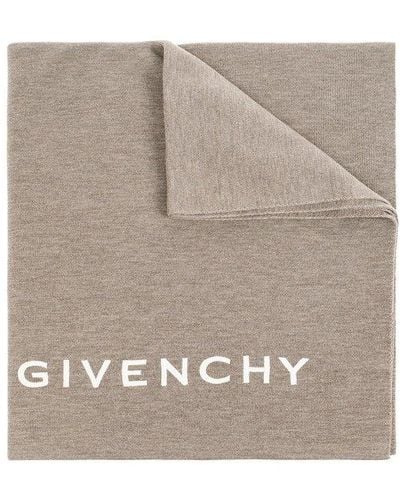 Givenchy Wool Scarf With Logo, - Grey