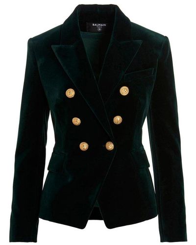 Balmain 6 Buttoned Velvet Jacket - Black