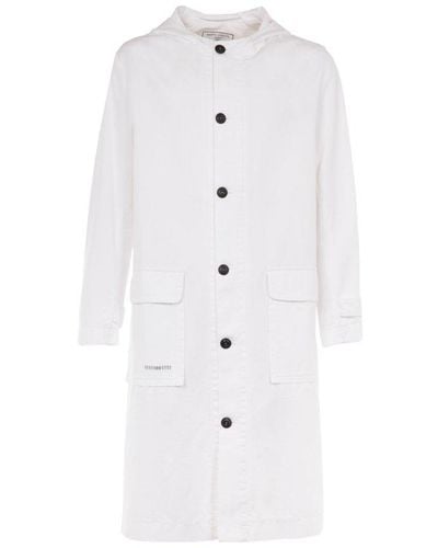 Societe Anonyme Buttoned Long-sleeved Hooded Coat - White