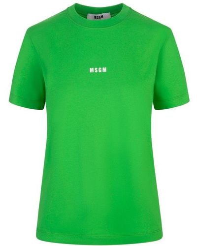 MSGM Logo Printed Crewneck T-shirt - Green