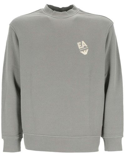 Emporio Armani Logo-embroidered Crewneck Sweatshirt - Grey