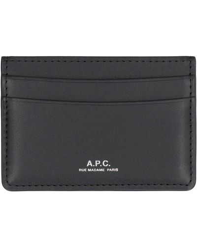 A.P.C. André Logo Embossed Cardholder - Black