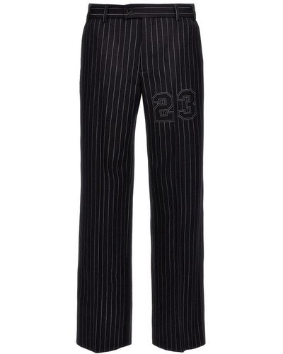 Off-White c/o Virgil Abloh Pinstriped Straight Leg Trousers - Blue