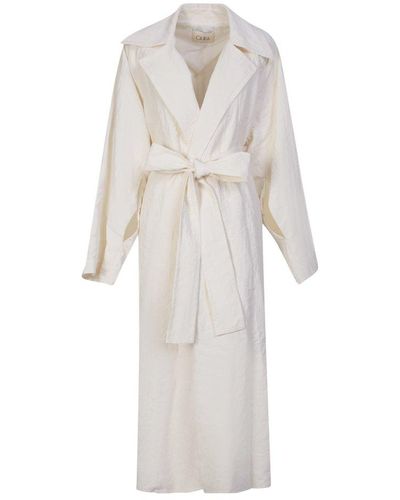 Quira Belted Long-sleeved Coat - White