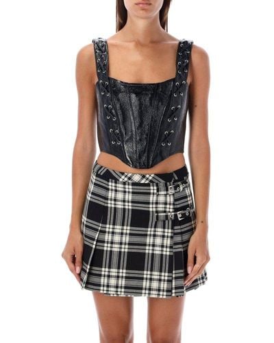 Alessandra Rich Patent Leather Bustier Top - Black