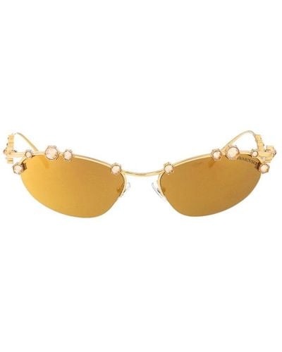 Swarovski Embellished Oval Frame Sunglasses - Metallic