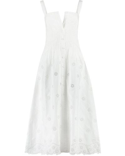 Chloé Poplin Midi Dress - White