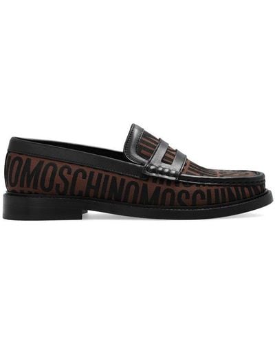 Moschino Allover Logo Printed Loafers - Black