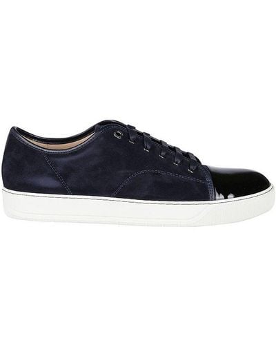 Lanvin Paneled Patent-leather And Velvet Low-top Sneakers - Blue