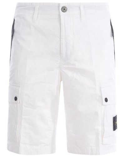 Stone Island White Cotton Bermuda Shorts