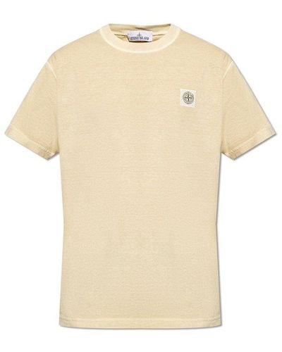 Stone Island T-shirt With Logo, - Natural