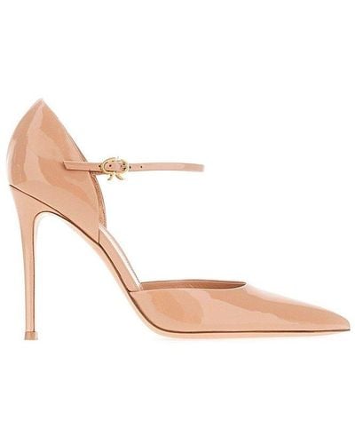 Gianvito Rossi Buckle-strapped Pointed-toe Pumps - Pink