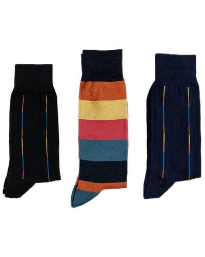 Paul Smith Striped Three Pack Socks - Blue