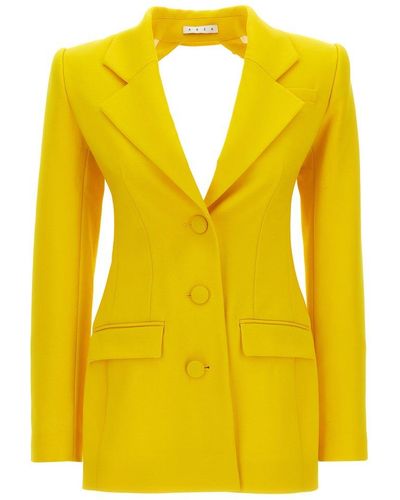 Area Embellished Open-back Blazer Mini Dress - Yellow