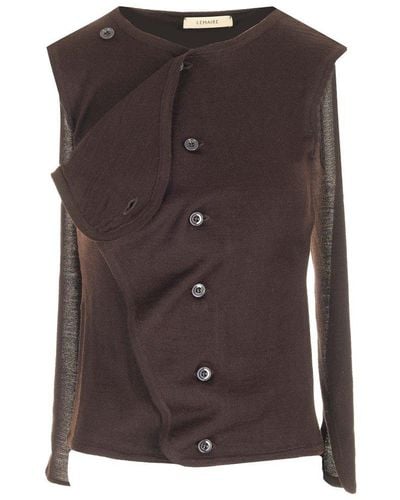 Lemaire Asymmetrical Cardigan - Brown