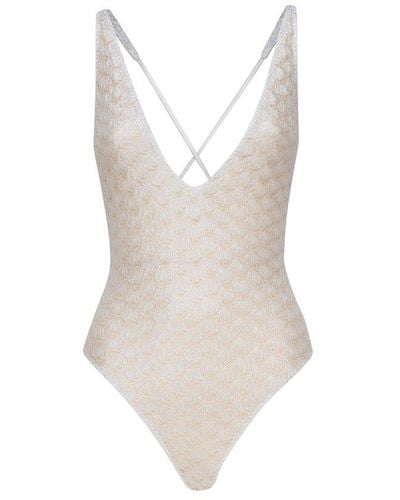 Missoni One-Piece Swimsuit With Thin Crossed Straps - White