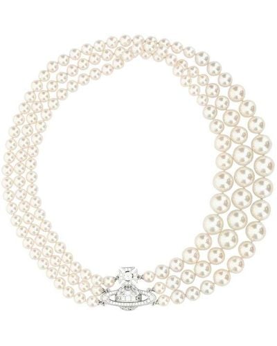 Vivienne Westwood Orb-detailed Embellished Pearl Necklace - White