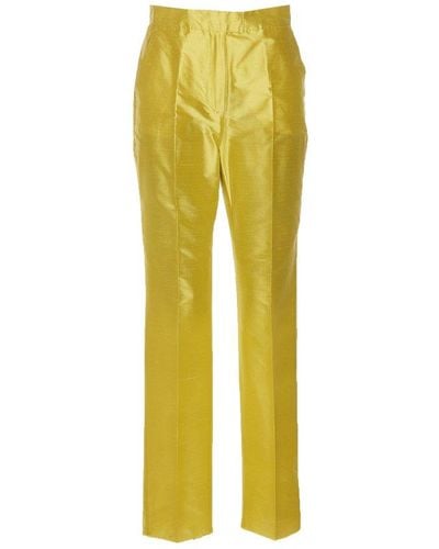 Max Mara Studio High Waisted Straight Leg Pants - Yellow