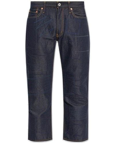 Junya Watanabe Patch Embellished Tapered Leg Jeans - Blue
