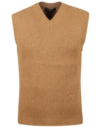 Dolce & Gabbana V-neck Knitted Vest - Brown
