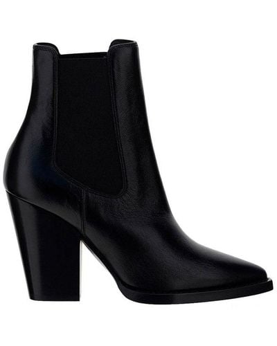 Saint Laurent Theo Leather Ankle Boots - Black