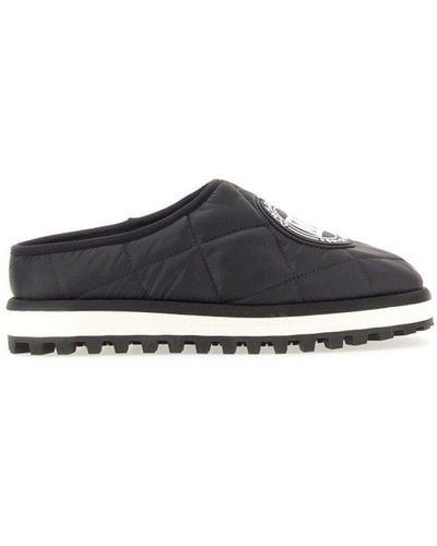 Dolce & Gabbana Logo Patch Quilted Slippers - Black